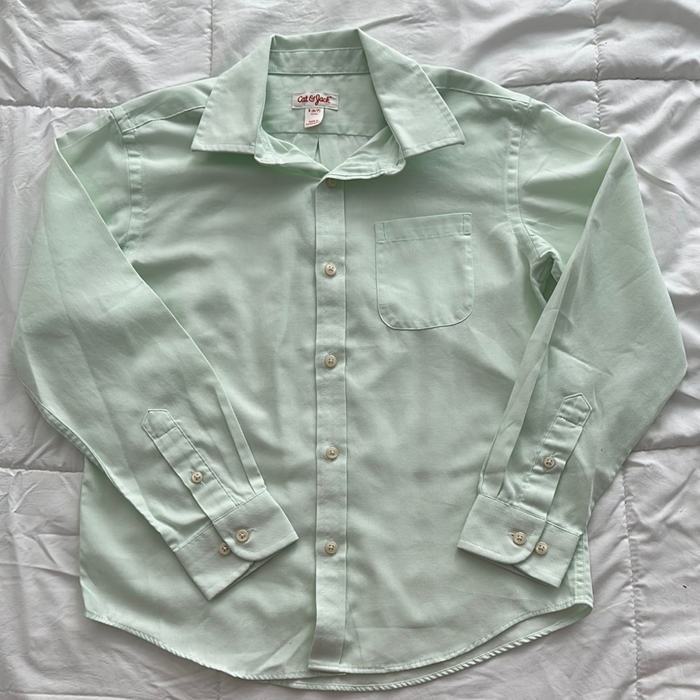 Kids Cat & Jack Green Casual Button Down Shirt
